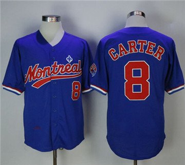 Mitchell And Ness BP Expos #8 Gary Carter Blue Throwback Stitched Baseball Jersey