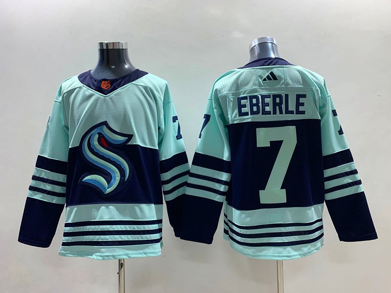 Custom Seattle Kraken #7 Jordan Eberle Teal Reverse Retro 2.0 Authentic Stitched Hockey Jersey