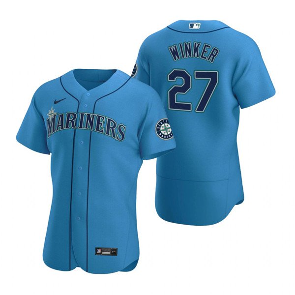 Men's Seattle Mariners #27 Jesse Winker Aqua Flex Base Stitched Baseball Jersey