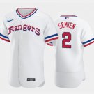 Men's Texas Rangers #2 Marcus Semien White Throwback Stitched Flex Base Jersey
