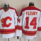 Men's Calgary Flames #14 Theoren Fleury White Throwback CCM Jersey