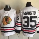 Men's Chicago Blackhawks #35 Tony Esposito White CCM Vintage Throwback Jersey