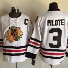 Men's Chicago Blackhawks #3 Pierre Pilote White CCM Vintage Throwback Jersey