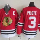Men's Chicago Blackhawks #3 Pierre Pilote 1957-58 Red Vintage Jersey