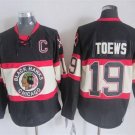Men's Chicago Blackhawks #19 Jonathan Toews Black Third CCM Vintage Throwback Jersey