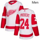 Men's Detroit Red Wings #24 Bob Probert Authentic White Away Hockey Jersey