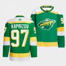 Men's Minnesota Wild #97 Kirill Kaprizov Green 2022-23 Reverse Retro Stitched Hockey Jersey