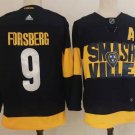 Men's Nashville Predators #9 Filip Forsberg Black 2022 Stadium Series Stitched Hockey Jersey