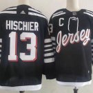 Men's New Jersey Devils #13 Nico Hischier Black 2021-22 Alternate Authentic Pro Player Third Jersey