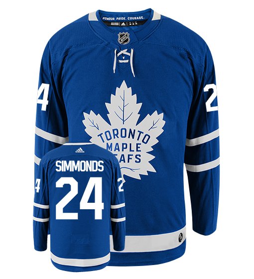 Men's Maple Leafs #24 Wayne Simmonds Blue Home Authentic Stitched Hockey Jersey
