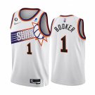 Phoenix Suns #1 Devin Booker 2022/23 White NO.6 Patch Association Edition Stitched Jersey
