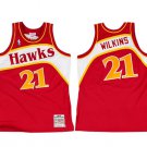 Men's Atlanta Hawks #21 Dominique Wilkins 1986-87 Red Throwback Stitched Jersey