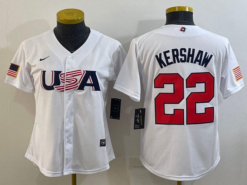 USA Baseball Youth Clayton Kershaw 2023 World Baseball Classic Jersey -  Replica White - USA Store