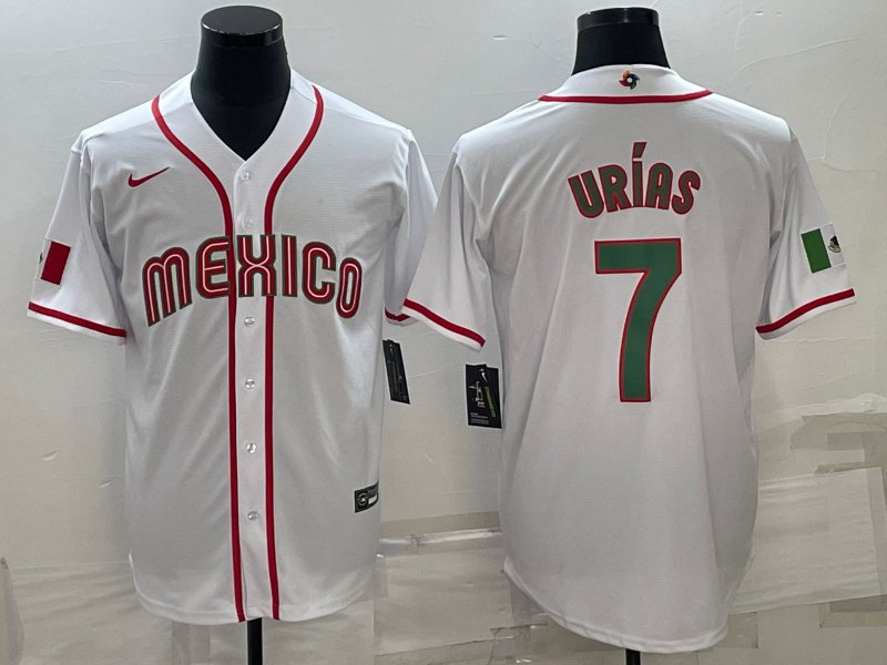Men's Mexico Baseball 7 Julio Urías 2023 White World Baseball Classic