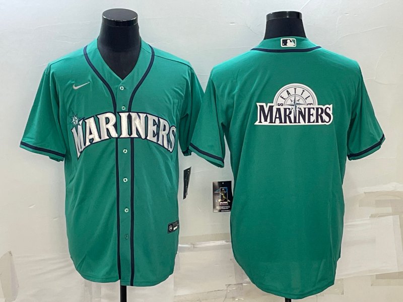 Men's Seattle Mariners Aqua Team Big Logo Stitched Baseball  jersey