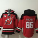 Men's New Jersey Devils #86 Jack Hughes Red Lace-Up Pullover Hoodie Jersey