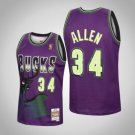 Custom Milwaukee Bucks  Purple Mitchell & Ness 1996-97 Hardwood Classics Stitched Basketball Jersey
