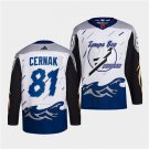 Men's Tampa Bay Lightning #81 Erik Cernak White 2022-23 Reverse Retro Stitched Hockey Jersey