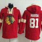 Men's Chicago Blackhawks #81 Marian Hossa Red Pullover Hockey Hoodie Jersey
