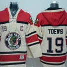 Men's Chicago Blackhawks #19 Jonathan Toews Cream Sawyer Hooded Sweatshirt Stitched Jersey