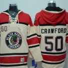 Men's Chicago Blackhawks #50 Corey Crawford Cream Sawyer Hooded Sweatshirt Stitched Jersey