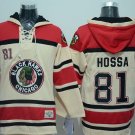Men's Chicago Blackhawks #81 Marian Hossa Cream Sawyer Hooded Sweatshirt Stitched Jersey