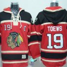 Men's Chicago Blackhawks #19 Jonathan Toews Red Sawyer Hooded Sweatshirt Stitched Jersey