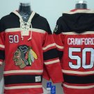 Men's Chicago Blackhawks #50 Corey Crawford Red Sawyer Hooded Sweatshirt Stitched Jersey