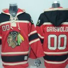 Men's Chicago Blackhawks #00 Clark Griswold Red Sawyer Hooded Sweatshirt Stitched Jersey