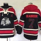 Men's Chicago Blackhawks #7 Brent Seabrook Black Sawyer Hooded Sweatshirt Stitched Jersey