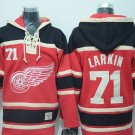 Men's Red Wings #71 Dylan Larkin Red Sawyer Hooded Sweatshirt Stitched Hoodie Jersey