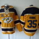 Men's Nashville Predators #35 Pekka Rinne Yellow Sawyer Hooded Sweatshirt Stitched Hoodie Jersey
