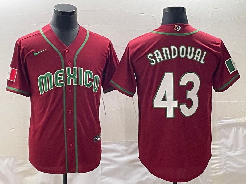 Men's Mexico Baseball 43 Patrick Sandoval 2023 Red World Baseball