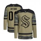 Men's Seattle Kraken Custom Olive Salute To Service Stitched Hockey Jersey