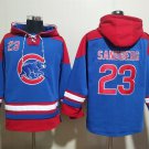 Men's Chicago Cubs #23 Ryne Sandberg Royal/Red Ageless Must-Have Lace-Up Pullover Hoodie