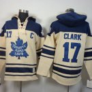 Maple Leafs #17 Wendel Clark Cream Sawyer Hooded Sweatshirt Stitched Hoodie Jersey