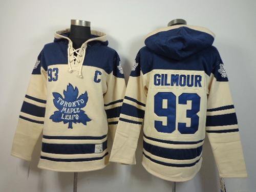 Maple Leafs #93 Doug Gilmour Cream Sawyer Hooded Sweatshirt Stitched Hoodie Jersey