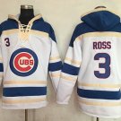 Men's Chicago Cubs #3 David Ross White Sawyer Hooded Sweatshirt Baseball HoodieJersey