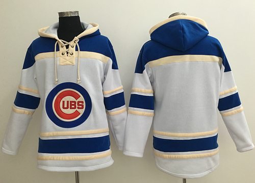 Men's Chicago Cubs Blank White Sawyer Hooded Sweatshirt Baseball Hoodie Jersey