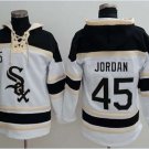 Men's Chicago White sox #45 Michael Jordan White Sawyer Hooded Sweatshirt Baseball Hoodie Jersey