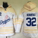Men's Los Angeles Dodgers #32 Sandy Koufax White Sawyer Hooded Sweatshirt Baseball Hoodie