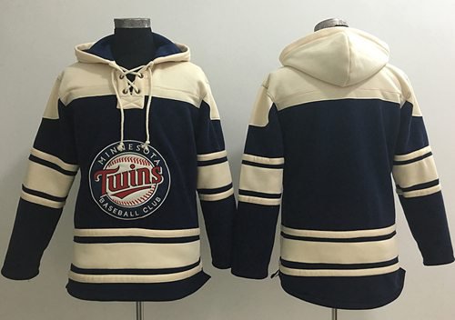 Men's Minnesota Twins Blank Navy Blue Sawyer Hooded Sweatshirt Baseball Hoodie