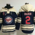 Men's Minnesota Twins #2 Brian Dozier Navy Blue Sawyer Hooded Sweatshirt Baseball Hoodie