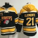 Men's Pittsburgh Pirates #21 Roberto Clemente Black Sawyer Hooded Sweatshirt Baseball Hoodie Jersey
