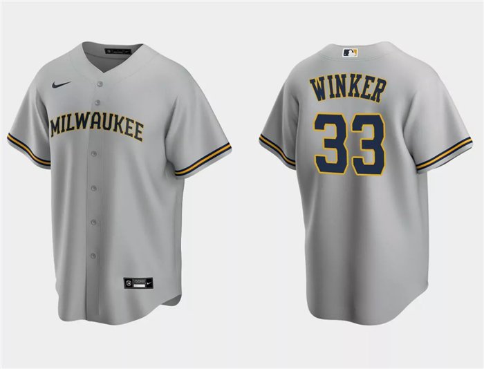 Milwaukee Brewers #33 Jesse Winker Grey Cool Base Stitched Baseball Jersey