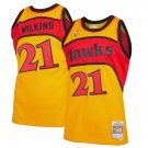 Men's Atlanta Hawks #21 Dominique Wilkins Orange and Red 1986-87 Throwback Jersey