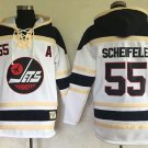 Men's Winnipeg Jets #55 Mark Scheifele White Sawyer Hooded Sweatshirt Stitched Hoodie Jersey