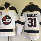 Men's Winnipeg Jets #31 Ondrej Pavelec White Sawyer Hooded Sweatshirt Stitched Hoodie Jersey