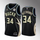Men's Milwaukee Bucks #34 Giannis Antetokounmpo 2022/23 Black Statement Edition Stitched Jersey