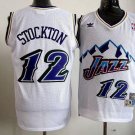 Men's Utah Jazz #12 John Stockton White Throwback Stitched Basketball Jersey